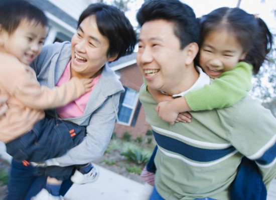 Fathers playing with children.